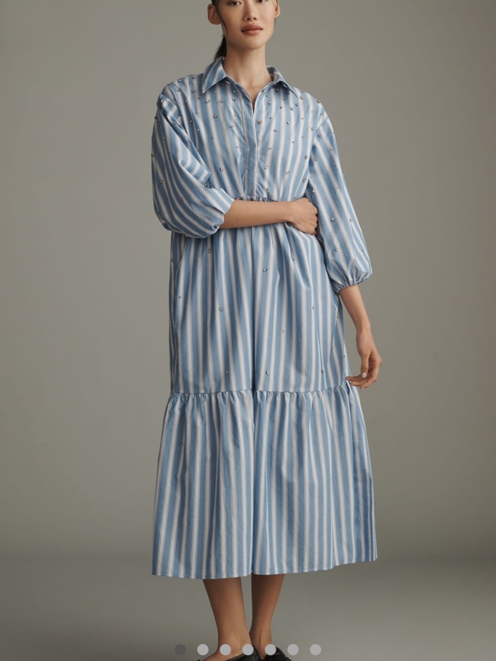 Bettina Embellished Tiered Shirt Dress by Maeve